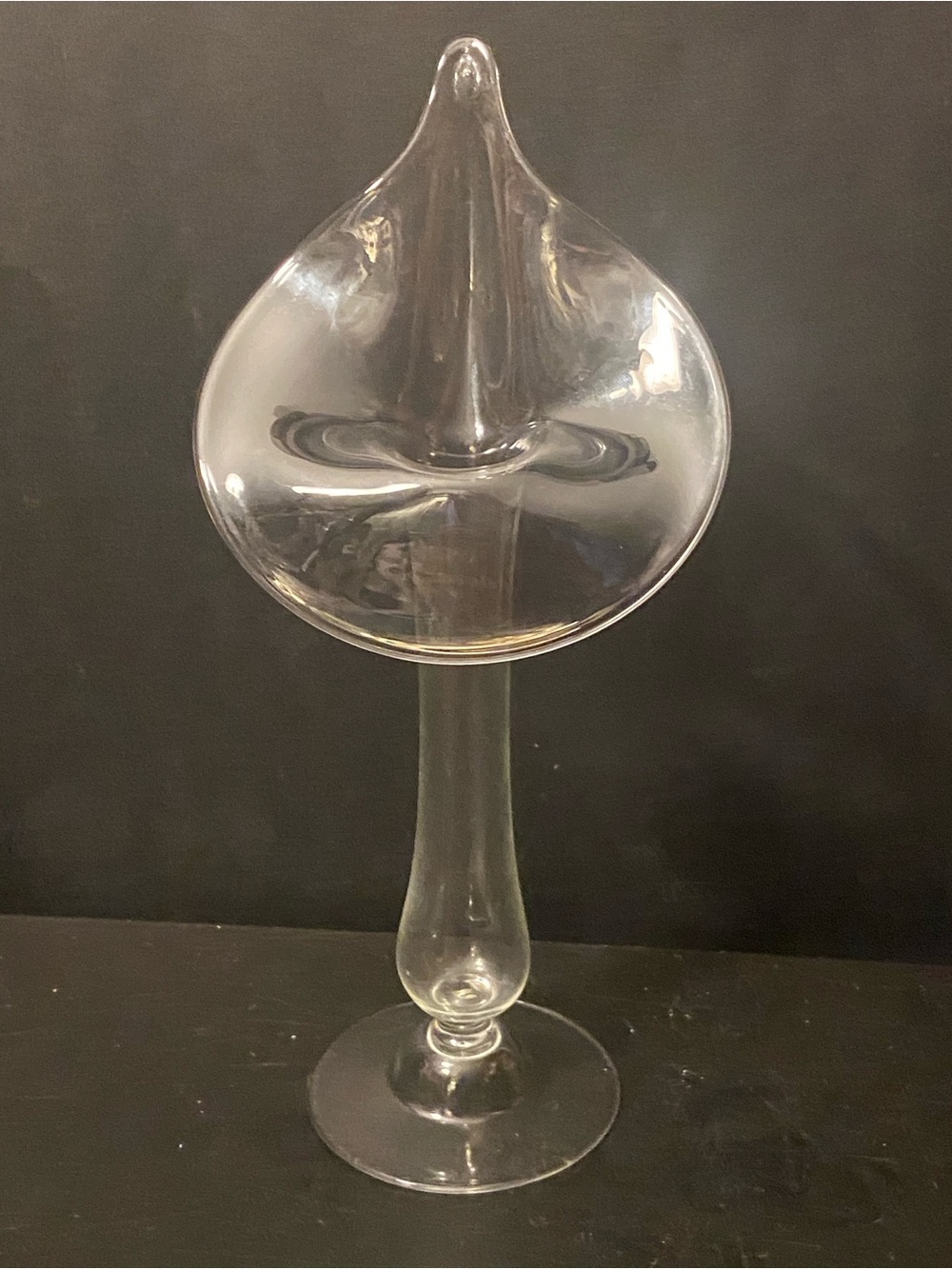 Vintage Clear Glass Jack-in-the-Pulpit Style Bid Vase